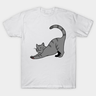 Grey Stripe Cat Stretch T-Shirt